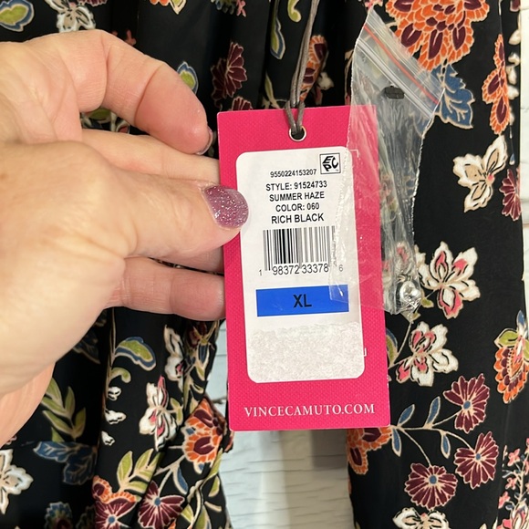 Vince Camuto Black Floral Long Sleeve Dress - Picture 3 of 6